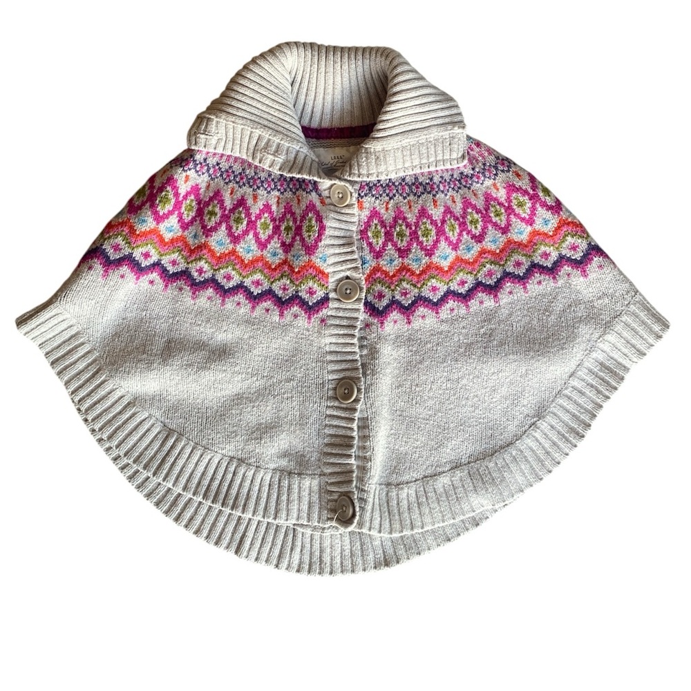 LOGG Label of Graded Goods H&M Girls Fair Isle Sweater Cape, size 6-8
